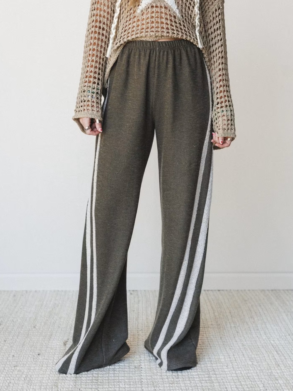 Three Bird Nest Wide-Leg Pants - Olive